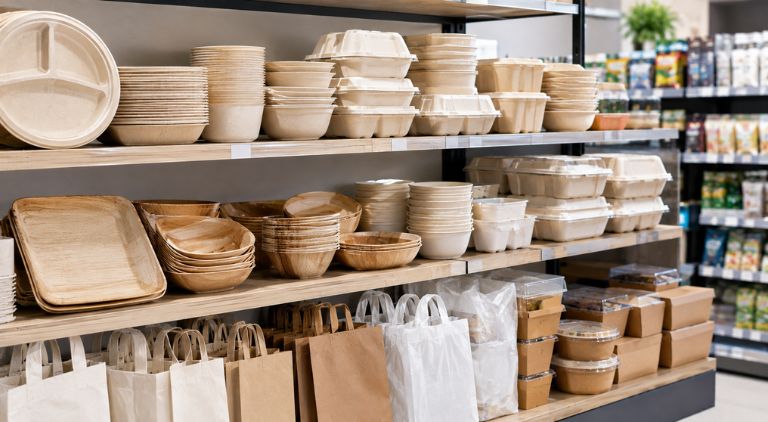 Sustainable disposable products and grocery packaging for retailers
