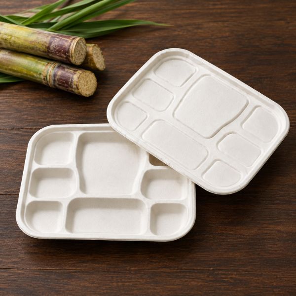 Sugarcane Bagasse Tray With Lid